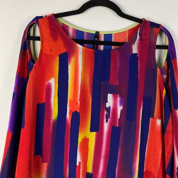 IC by Connie K Asymmetrical Tunic Womens L 3/4 Sleeves Cutout Shoulder Detail - Picture 2 of 9